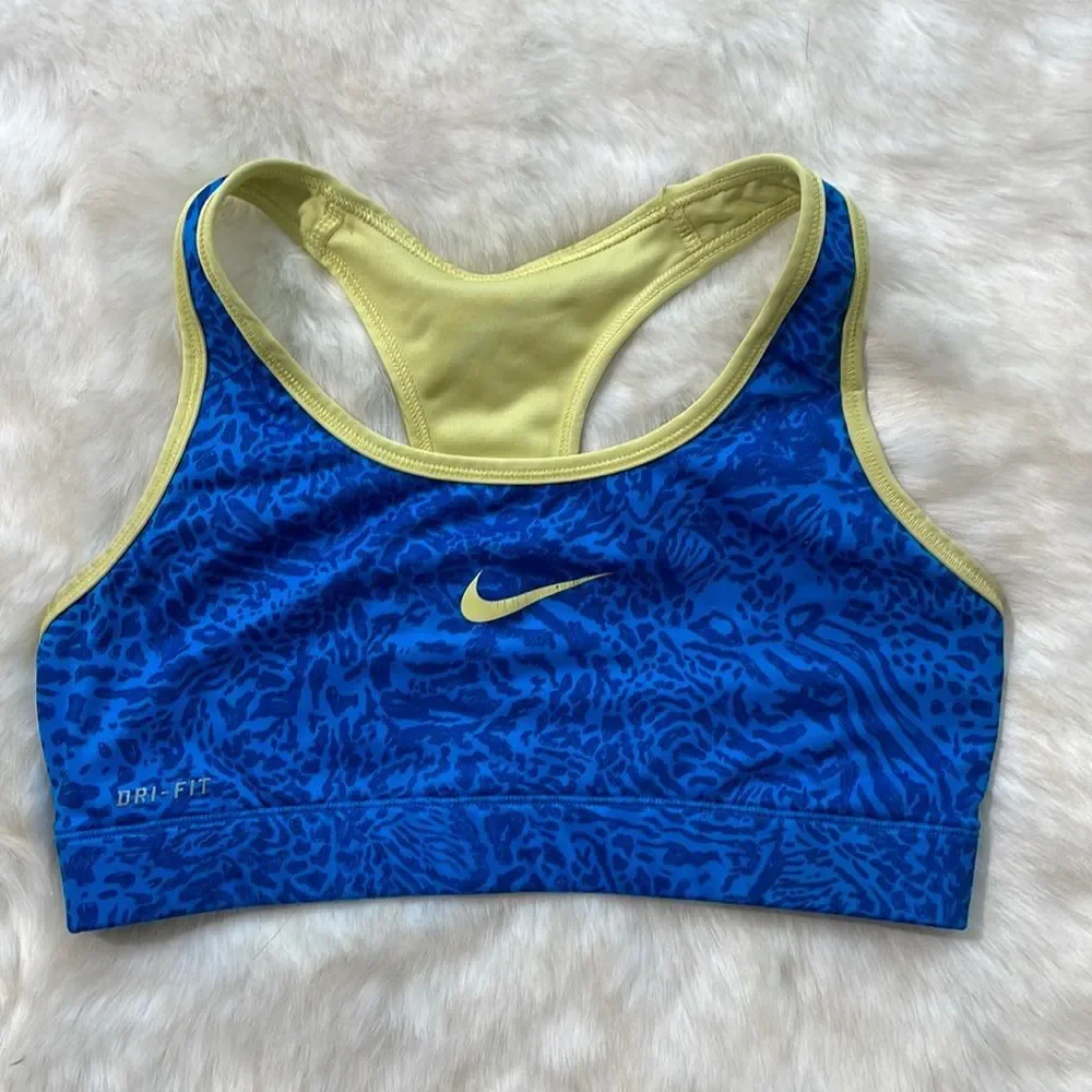 Nike Pro sports bra blue yellow design S design size small s Y2K vintage